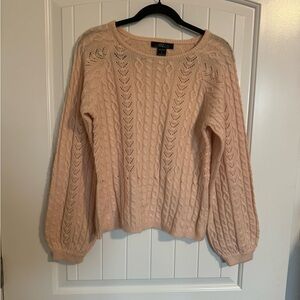 Midnight velvet pink balloons sleeve wool blend sweater size small.